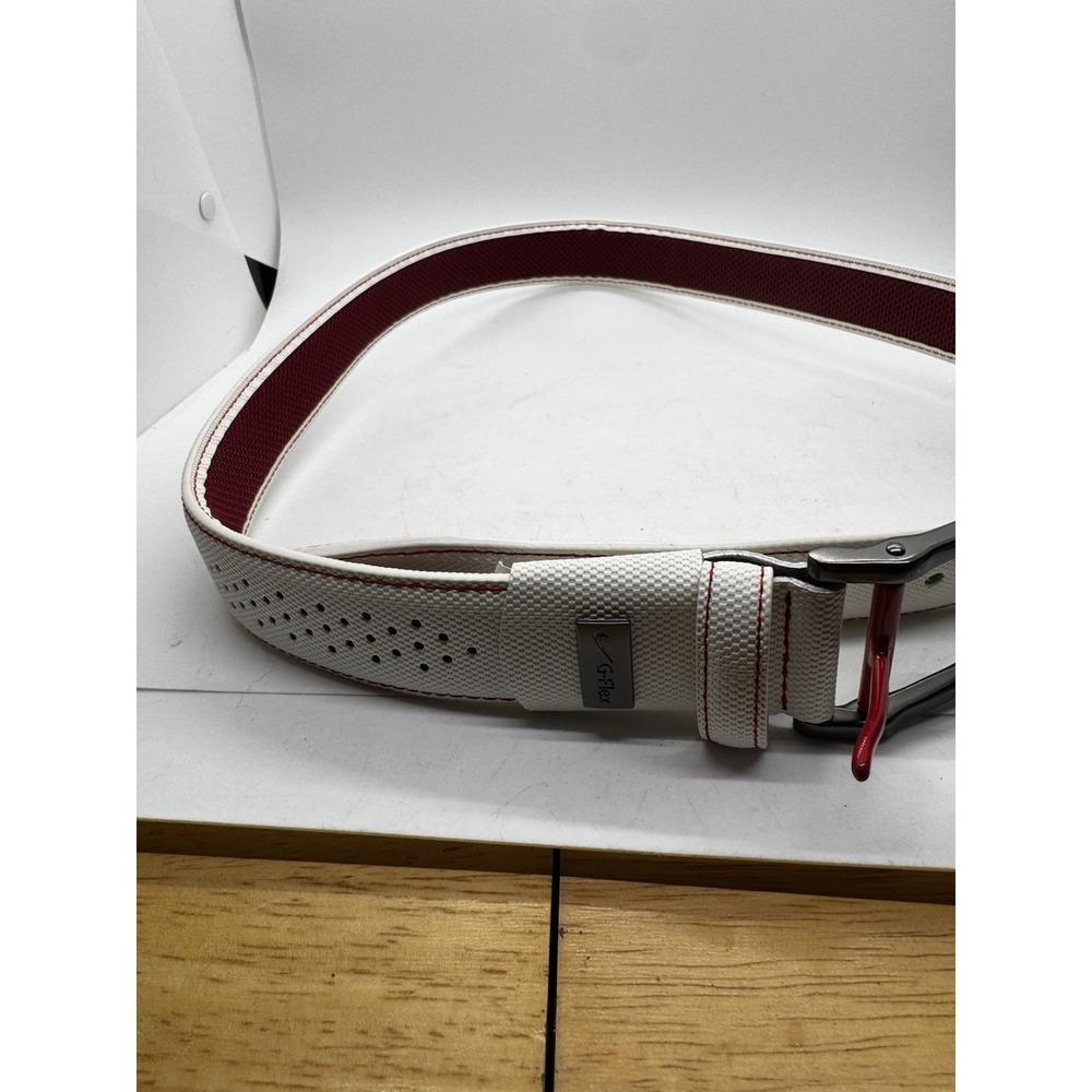 Tiger Woods Golf Leather Belt White/red Men's Size 38 Clean EUC A1